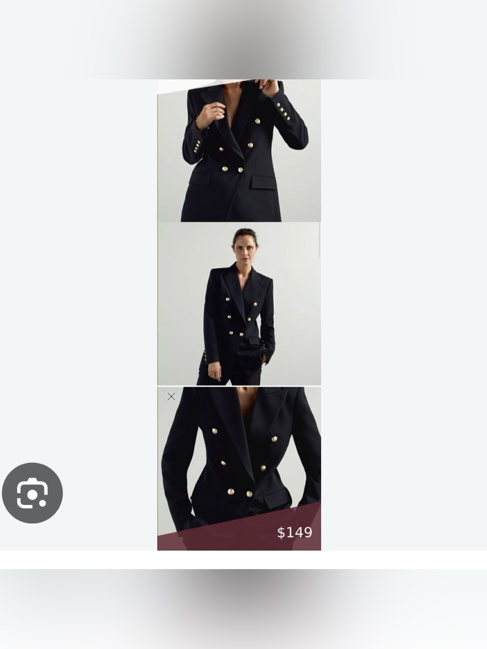 Zara Black Double-Breasted Blazer with Gold Buttons